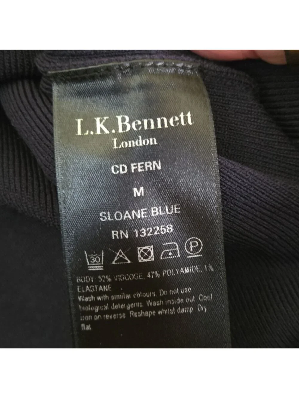 L.K. Bennett Sloane Blue CD Fern Cropped Cardigan Shrug Top Hook Closure Size M